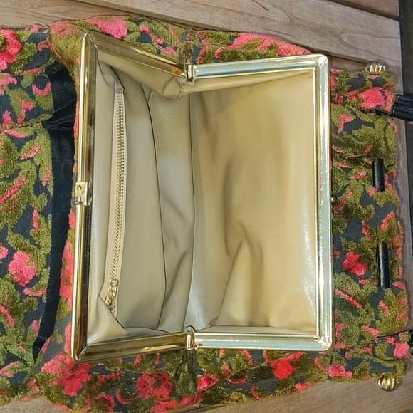 VTG Vintage Floral Carpet Handbag, pink and green - Picture 6 of 17